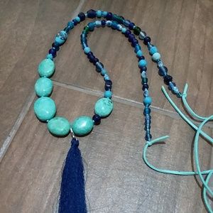 TURQUOISE DREAMS. Long wrappable tie ocean necklac